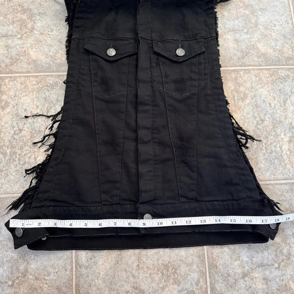 NWOT Citizens of humanity x Jerome Dahan distressed Sleeveless Jean Jacket Black - Picture 10 of 15